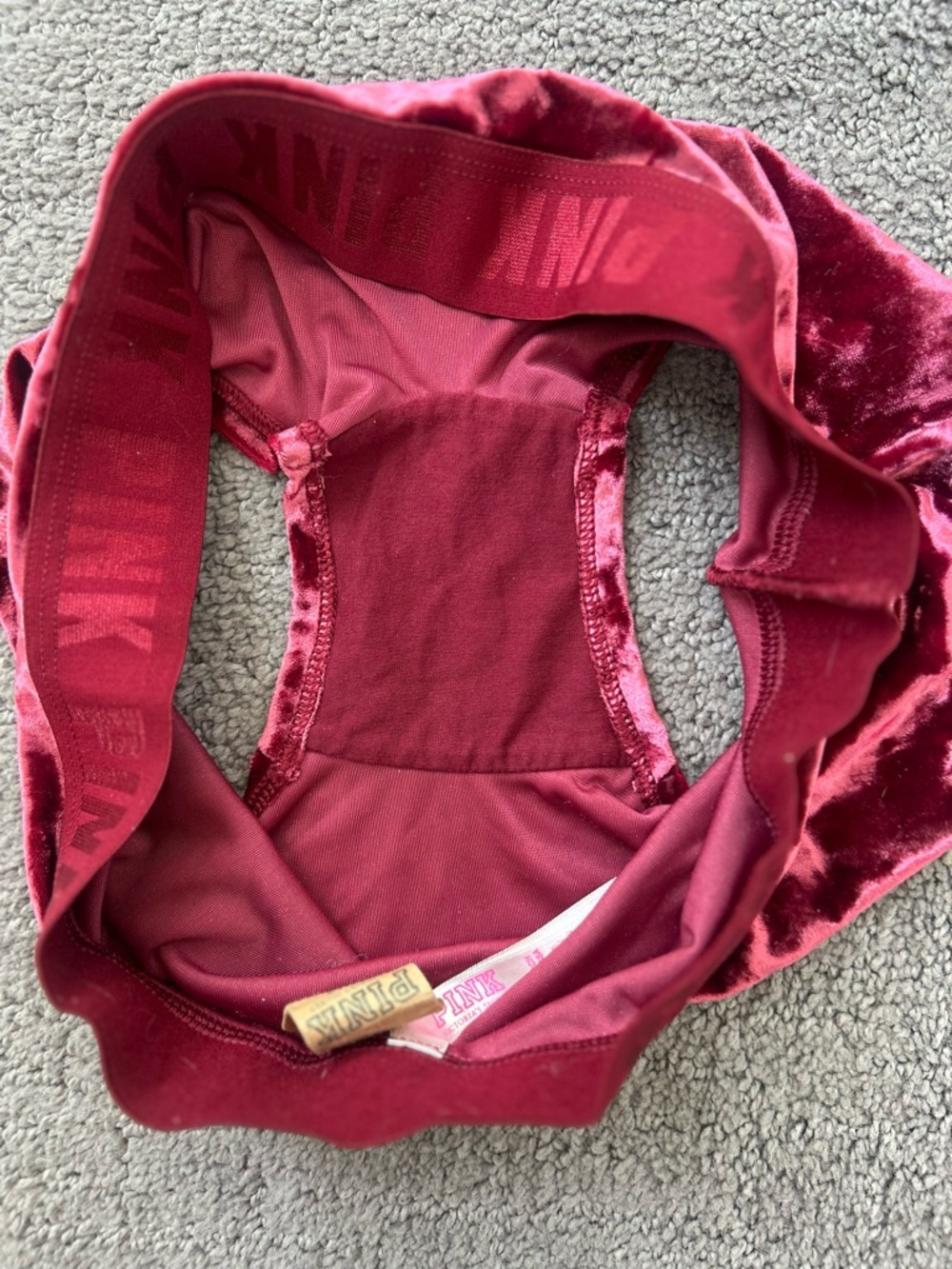 Victoria's Secret PINK Crushed Velvet Boyshorts Maroon Cranberry NWT | Size S - Picture 7 of 7